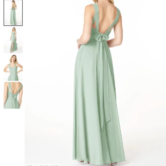 Azazie Julie Bridesmaid Agave A-Line Sweetheart Neckline Chiffon Dress - Picture 6 of 12
